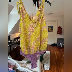 Free People Bare It All Bodysuit Color: Sunshine Combo Size L